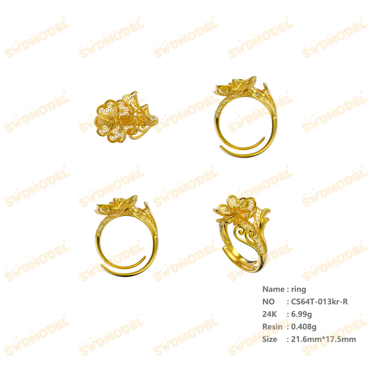 Jewelry set  Filigree Set   White Wax Casting Resin 3D Printing Service  CS64T-013kr