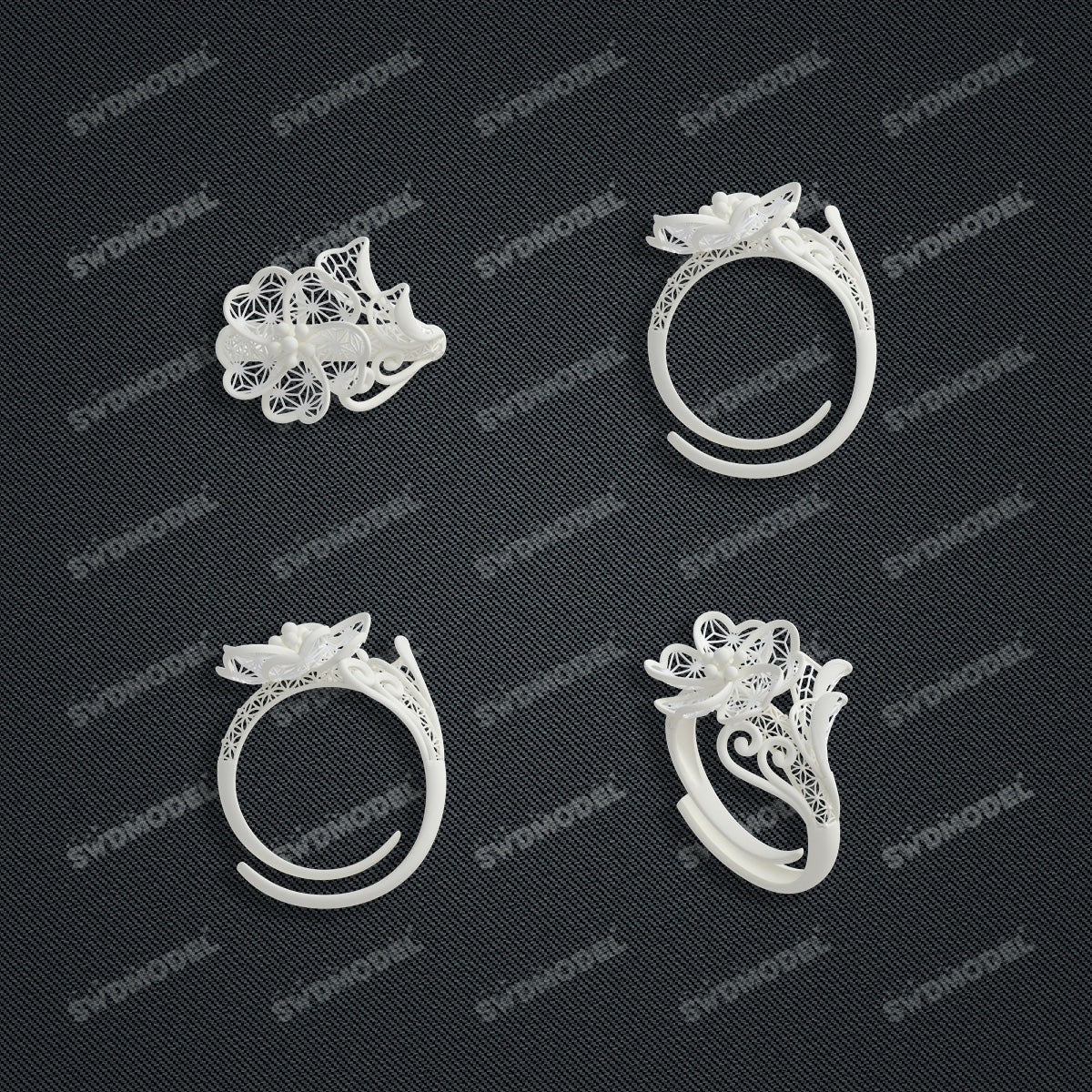 Jewelry set  Filigree Set   White Wax Casting Resin 3D Printing Service  CS64T-013kr