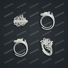 Jewelry set Filigree Ring White Wax Casting Resin 3D Printing Service  CS64T-013ch-R