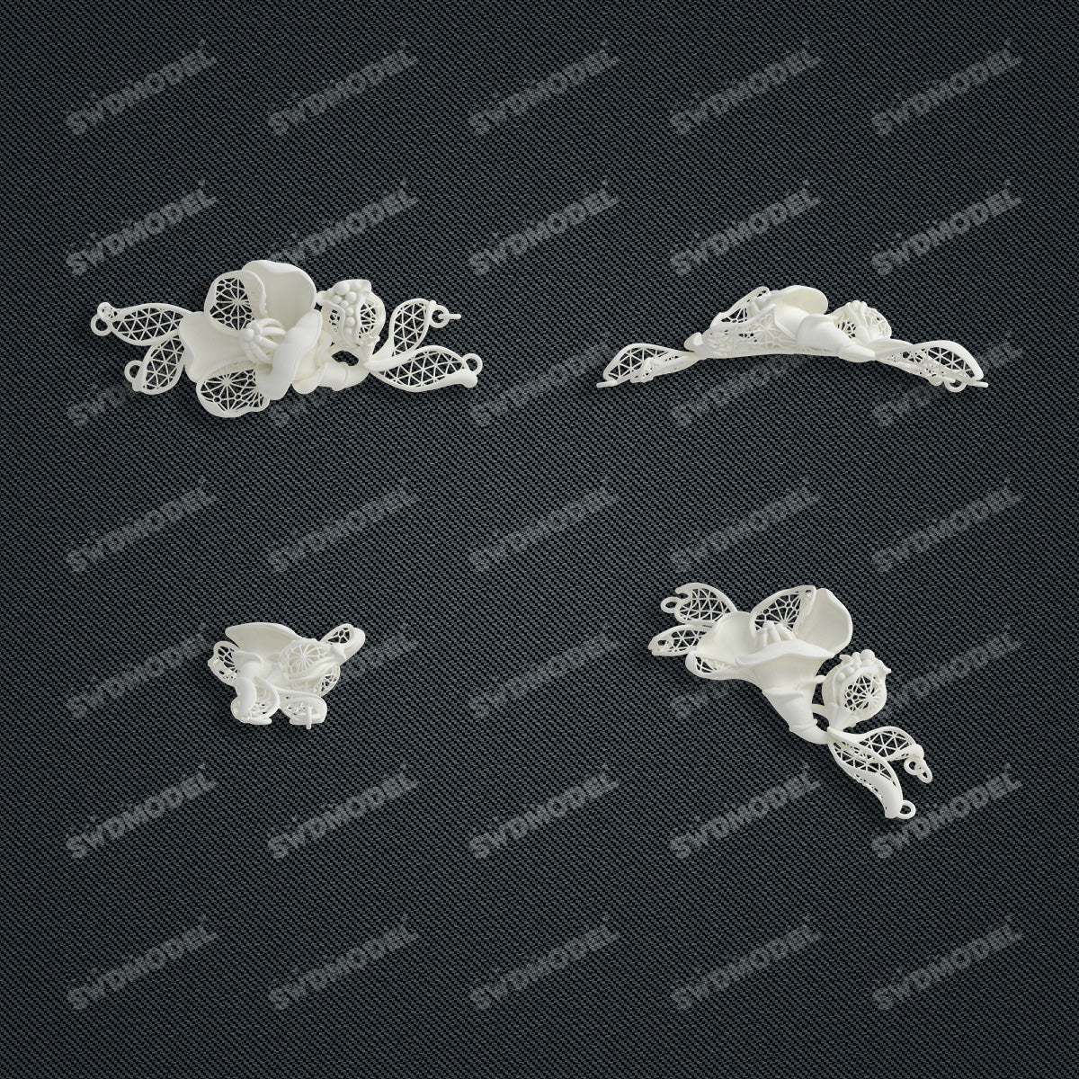 Jewelry set  Filigree Set   White Wax Casting Resin 3D Printing Service  CS64T-014kr