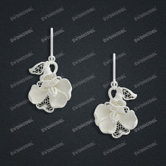 Jewelry set Filigree Earrings White Wax Casting Resin 3D Printing Service  CS64T-014ch-E