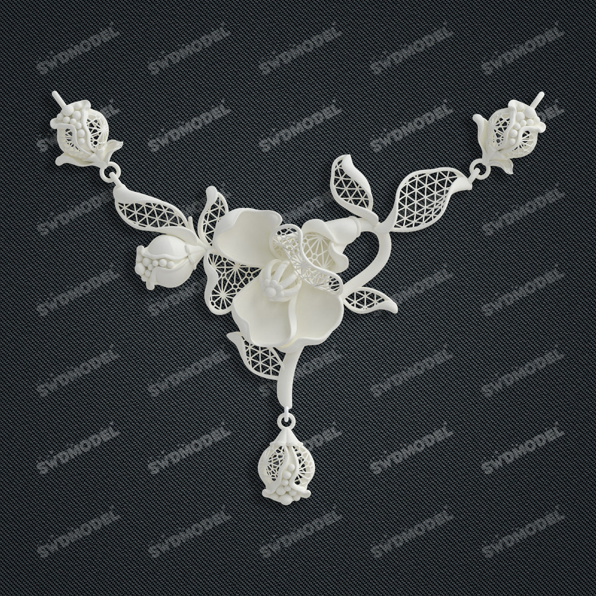 Jewelry set  Filigree Set   White Wax Casting Resin 3D Printing Service  CS64T-014kr