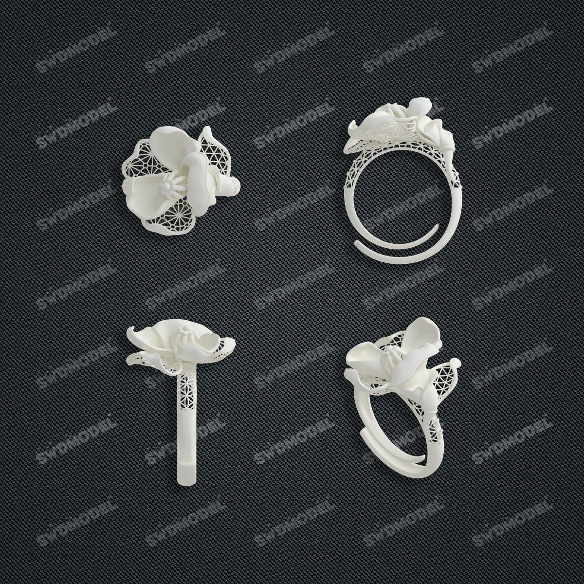 Jewelry set Filigree Ring White Wax Casting Resin 3D Printing Service  CS64T-014ch-R