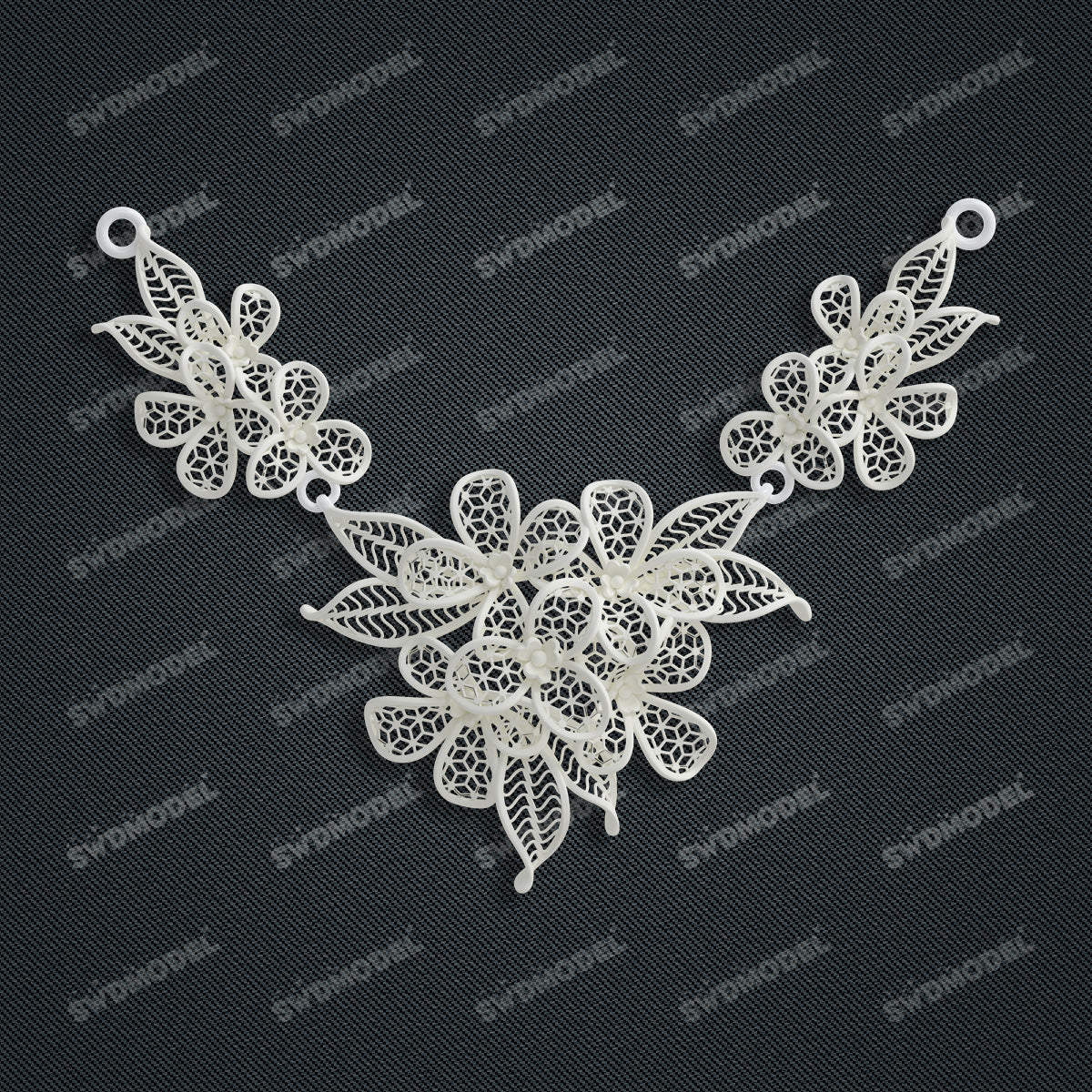 Jewelry set Filigree Necklace White Wax Casting Resin 3D Printing Service  CS64T-015kr-N