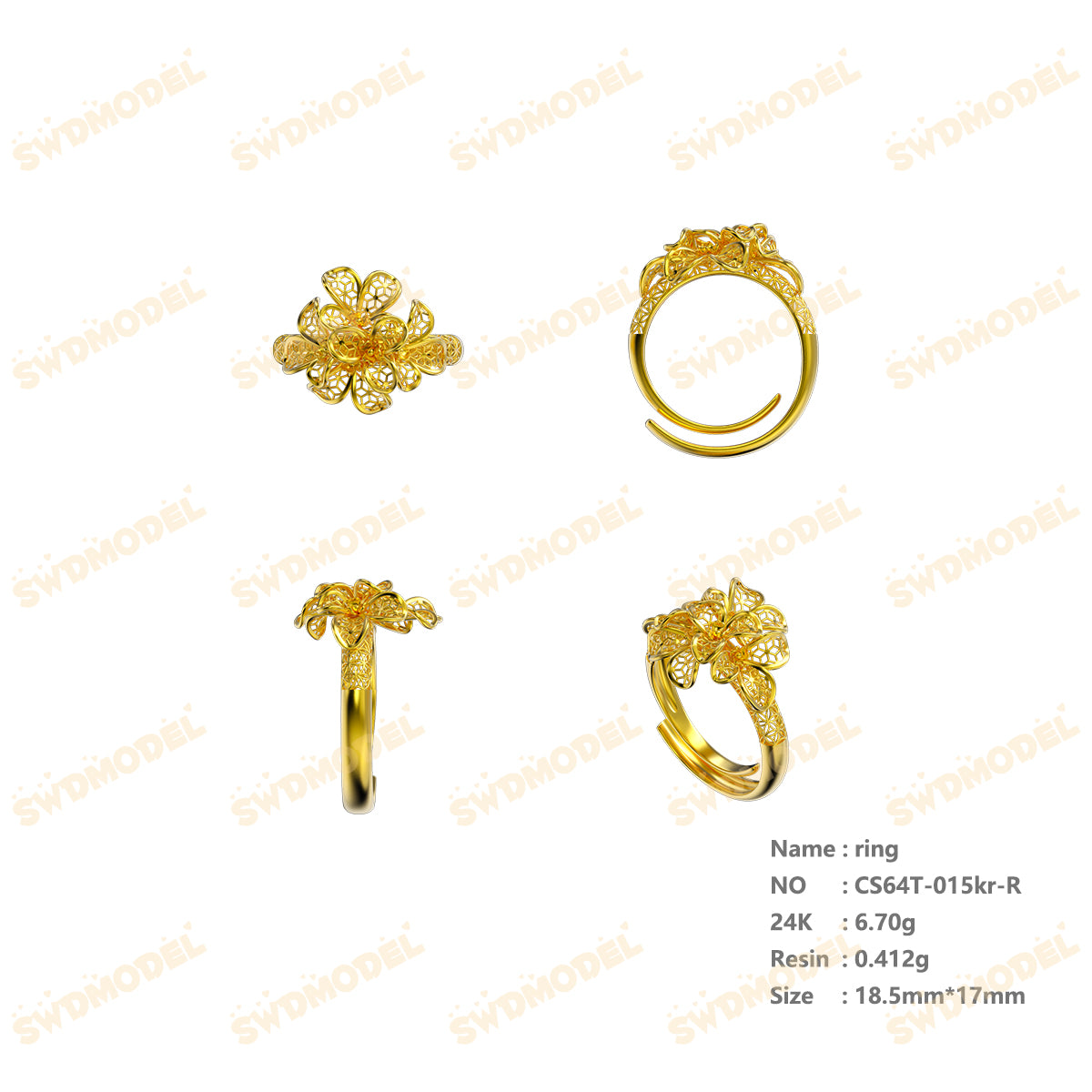Jewelry set  Filigree Set   White Wax Casting Resin 3D Printing Service  CS64T-015kr