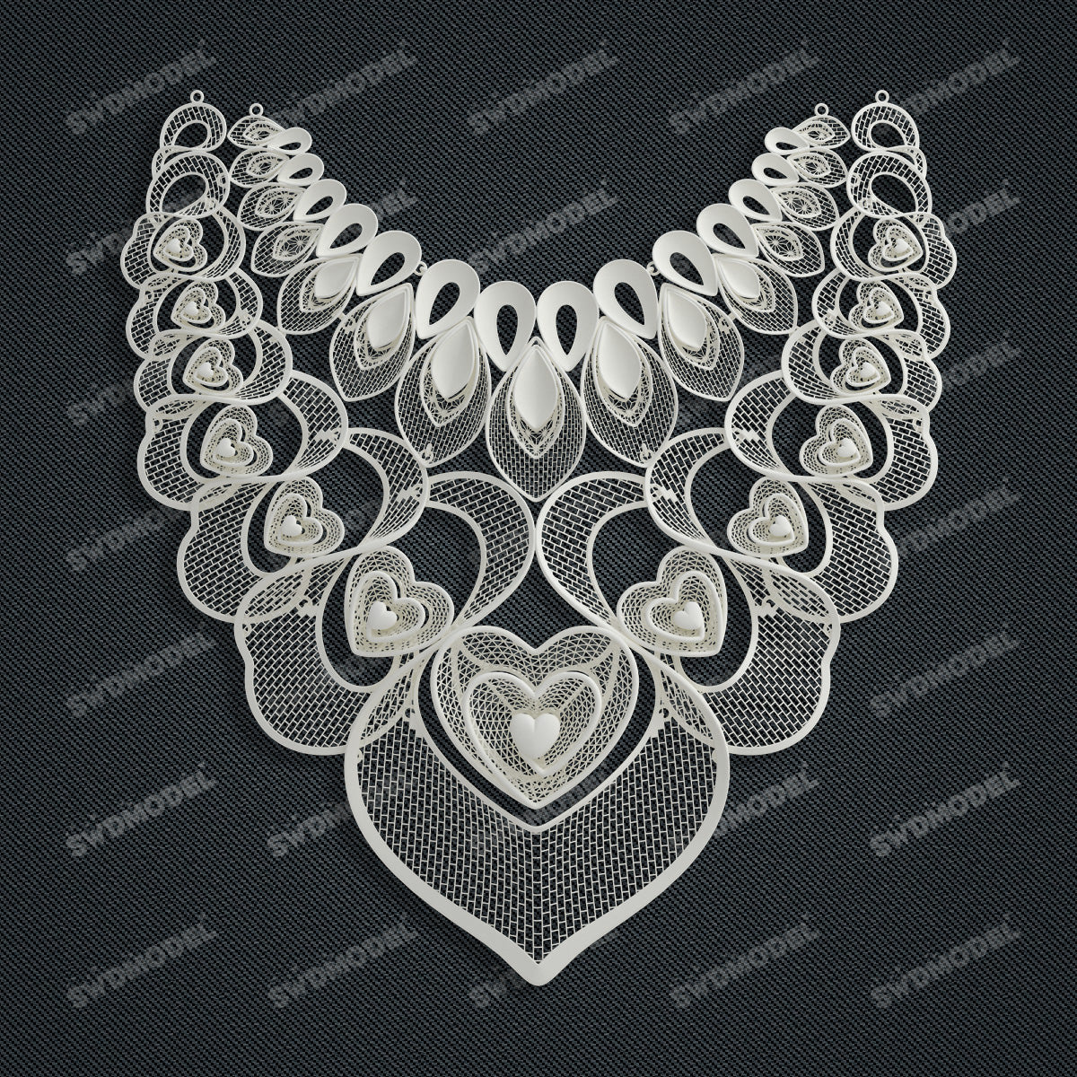 Jewelry set Filigree Necklace White Wax Casting Resin 3D Printing Service  CS64T-066kr-N