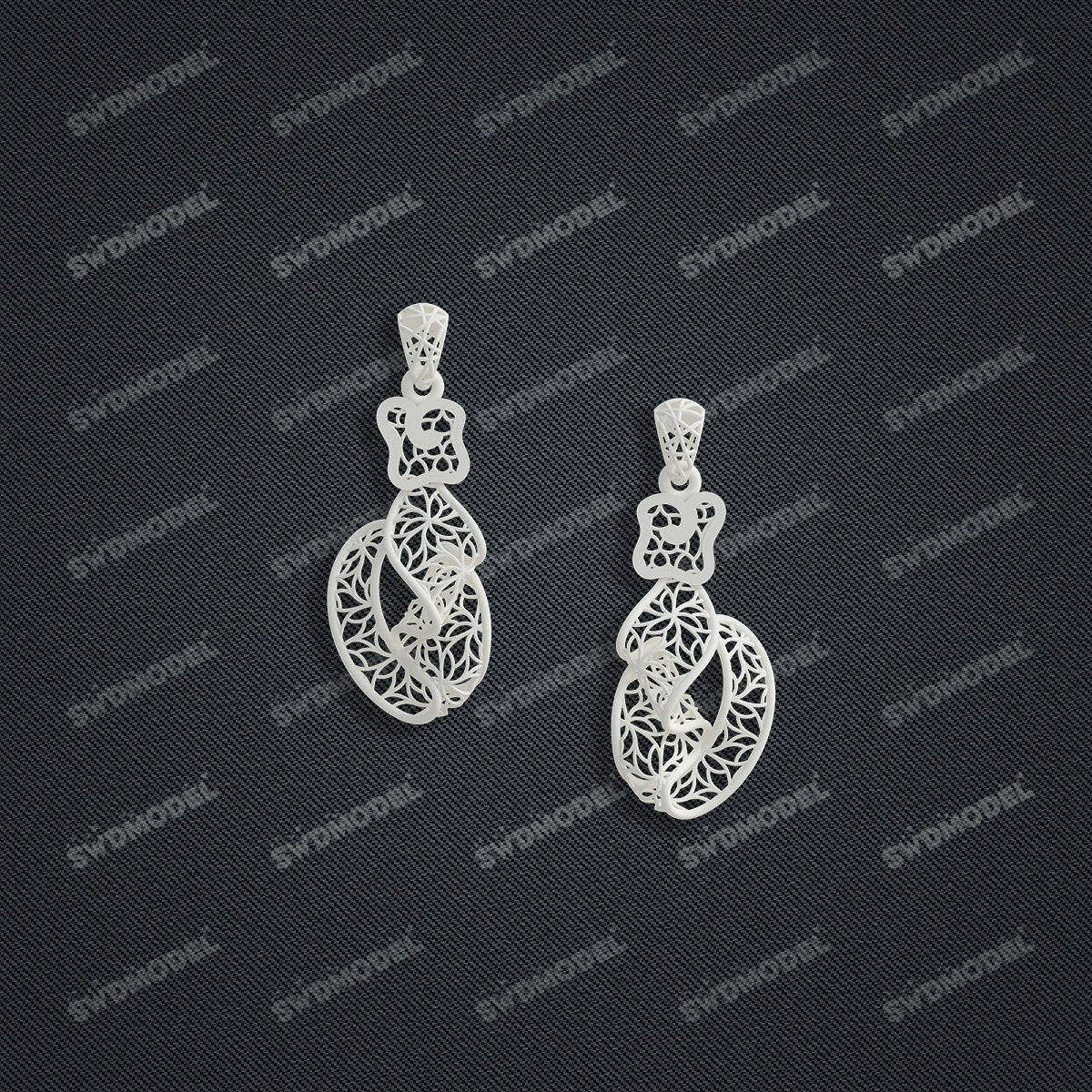Jewelry set Filigree Earrings White Wax Casting Resin 3D Printing Service  FNZ-01-E