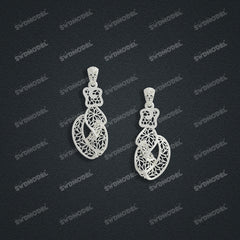 Jewelry set Filigree Earrings White Wax Casting Resin 3D Printing Service  FNZ-01-E