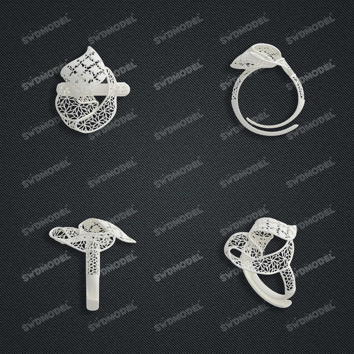 Jewelry set Filigree Ring White Wax Casting Resin 3D Printing Service  FNZ-01-R