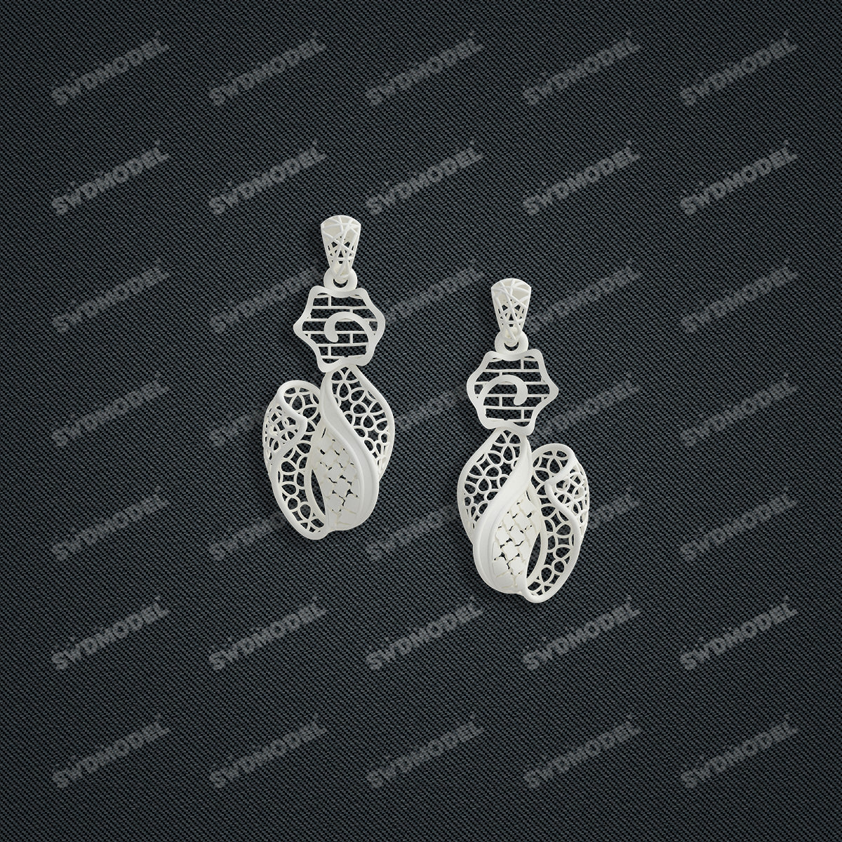 Jewelry set Filigree Earrings White Wax Casting Resin 3D Printing Service  FNZ-02-E