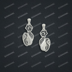 Jewelry set Filigree Earrings White Wax Casting Resin 3D Printing Service  FNZ-02-E