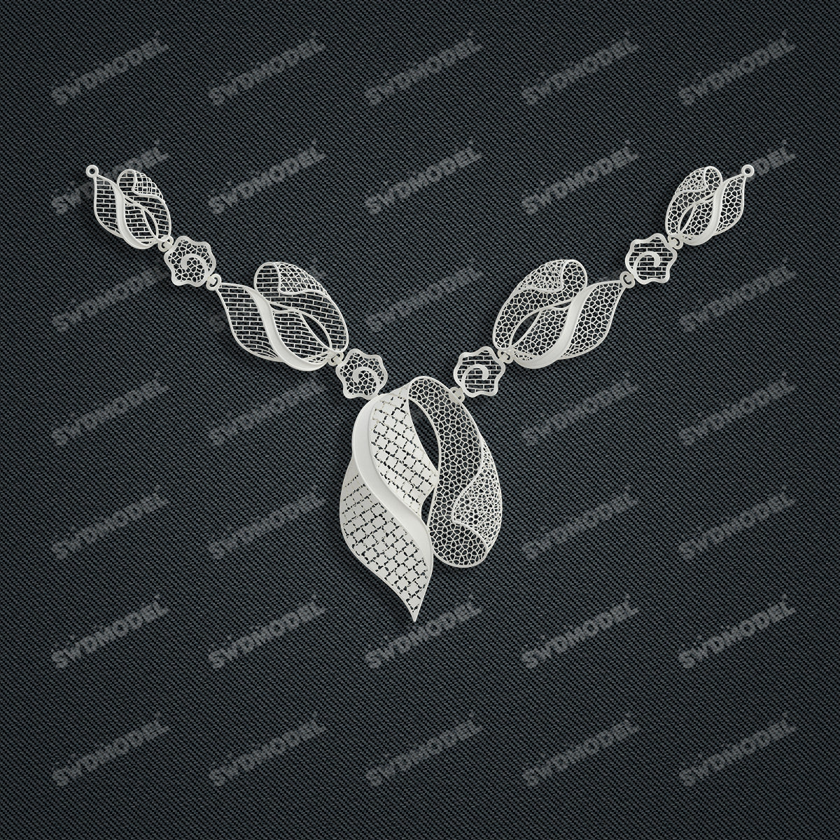 Jewelry set Filigree Necklace White Wax Casting Resin 3D Printing Service  FNZ-02-N