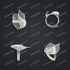 Jewelry set Filigree Ring White Wax Casting Resin 3D Printing Service  FNZ-02-R