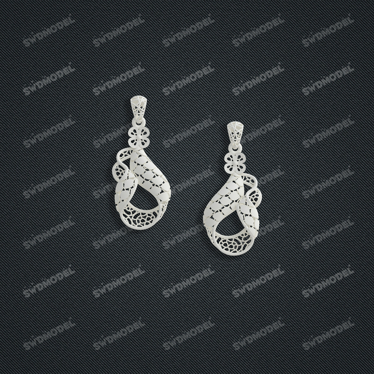Jewelry set Filigree Earrings White Wax Casting Resin 3D Printing Service  FNZ-03-E