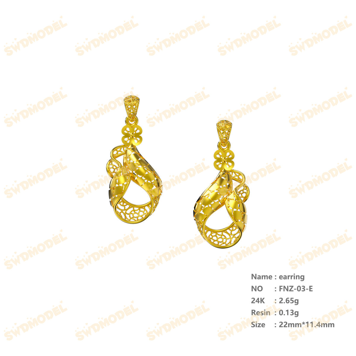 Jewelry set  Filigree Set   White Wax Casting Resin 3D Printing Service  FNZ-03
