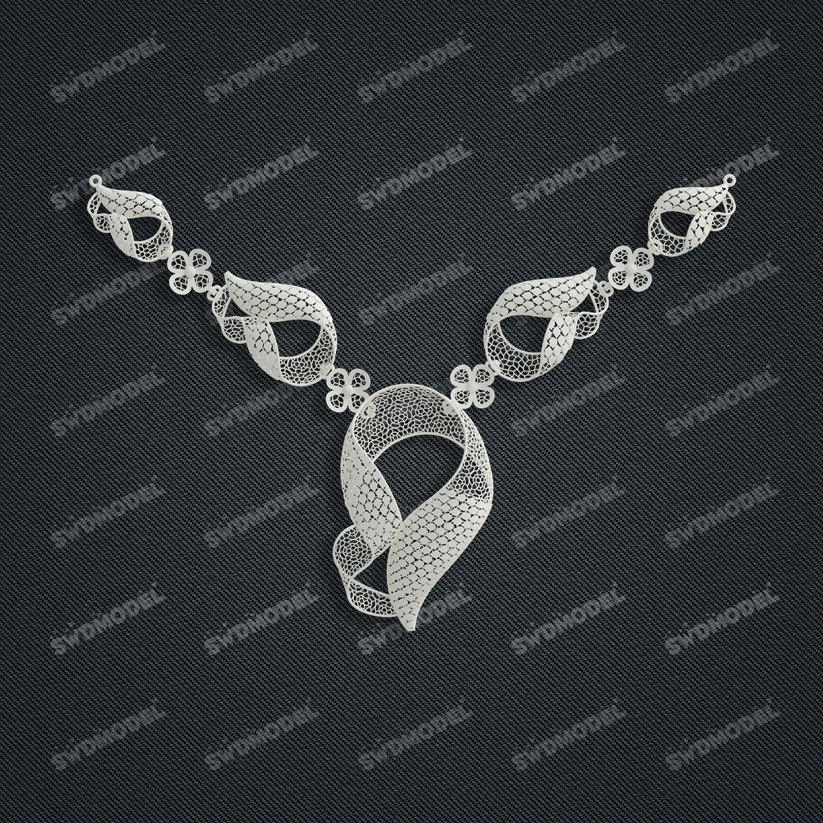 Jewelry set Filigree Necklace White Wax Casting Resin 3D Printing Service  FNZ-03-N