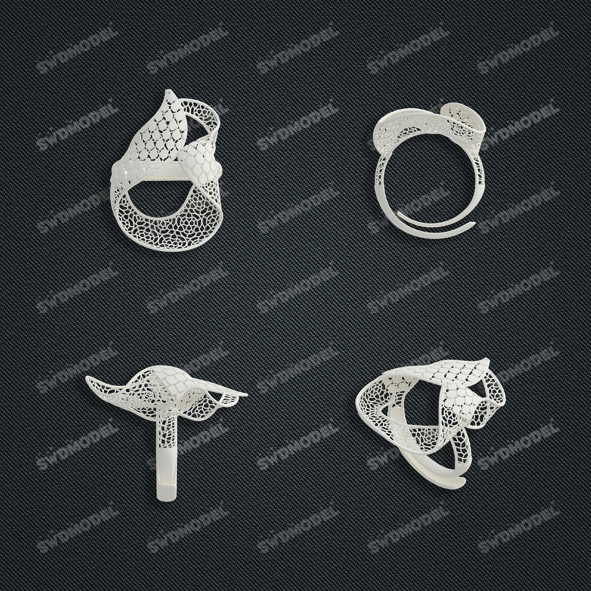 Jewelry set Filigree Ring White Wax Casting Resin 3D Printing Service  FNZ-03-R
