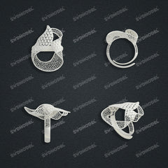 Jewelry set Filigree Ring White Wax Casting Resin 3D Printing Service  FNZ-03-R