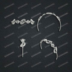 Jewelry set Filigree Bracelet White Wax Casting Resin 3D Printing Service   FNZ-04-B