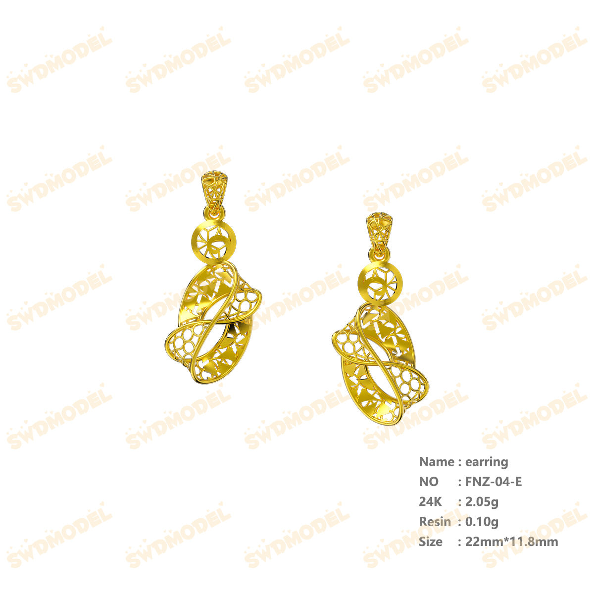 Jewelry set Filigree Earrings White Wax Casting Resin 3D Printing Service  FNZ-04-E