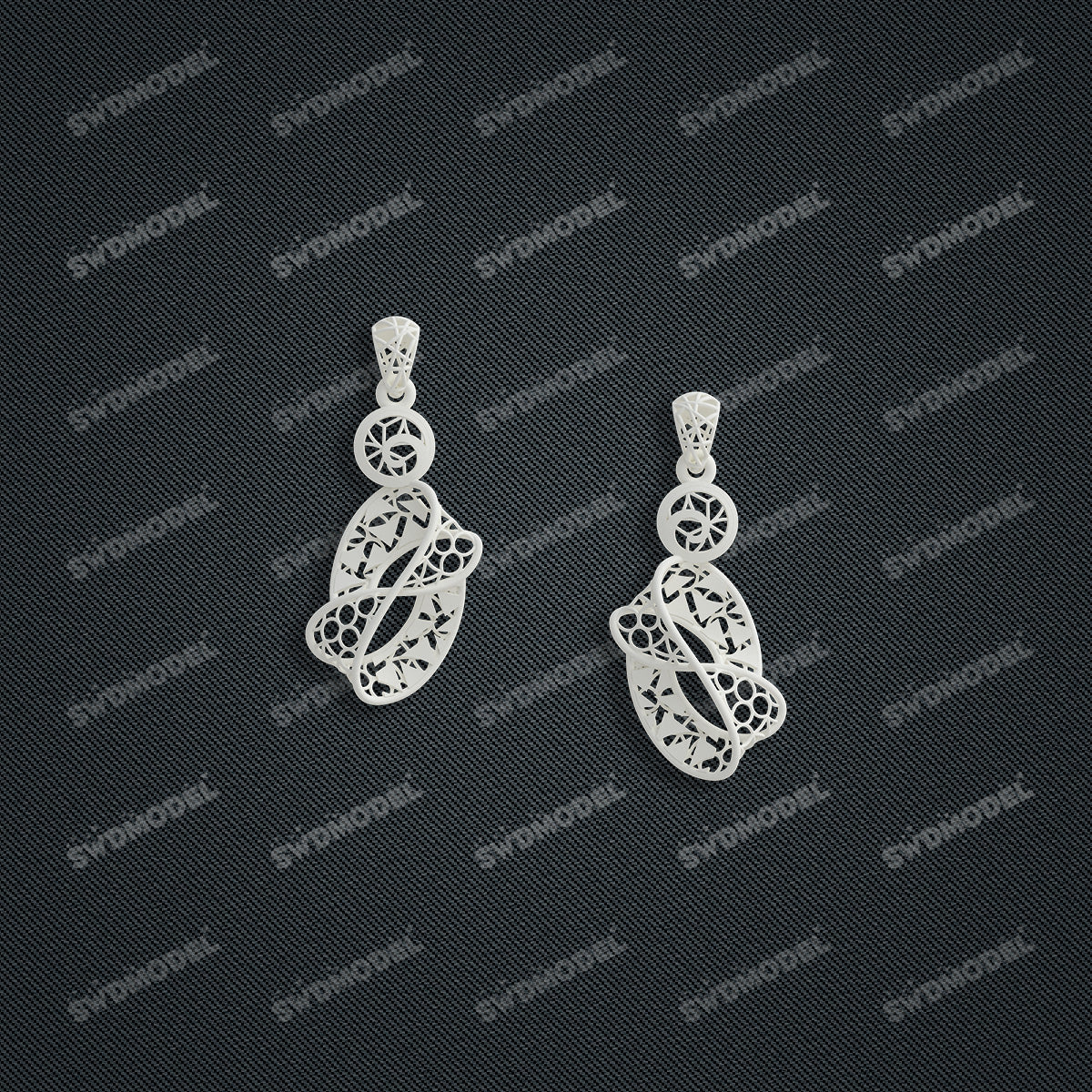 Jewelry set Filigree Earrings White Wax Casting Resin 3D Printing Service  FNZ-04-E
