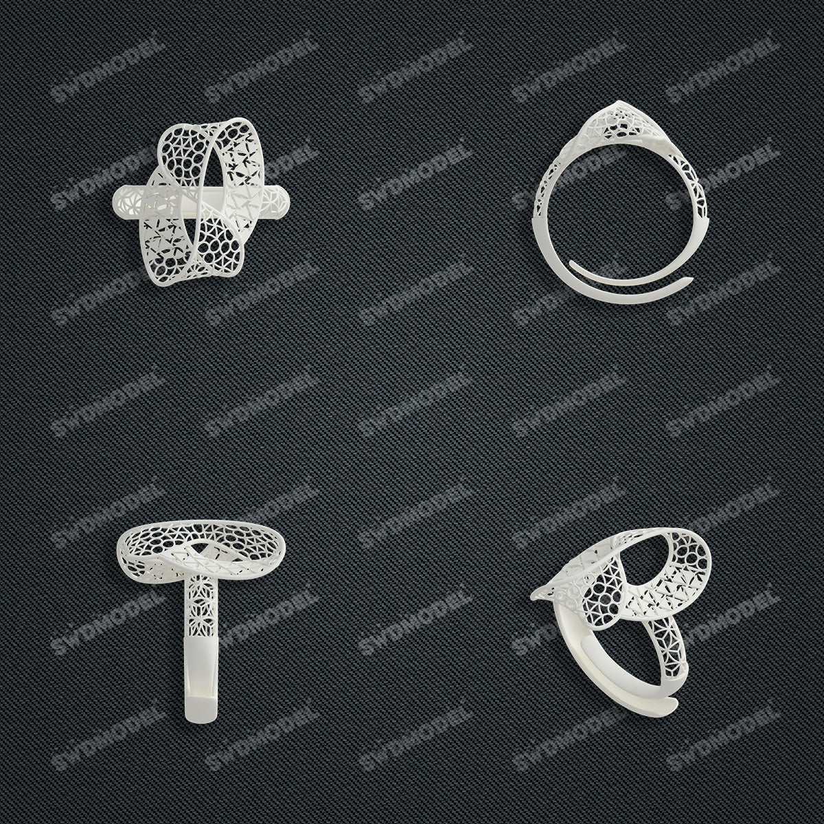 Jewelry set Filigree Ring White Wax Casting Resin 3D Printing Service  FNZ-04-R