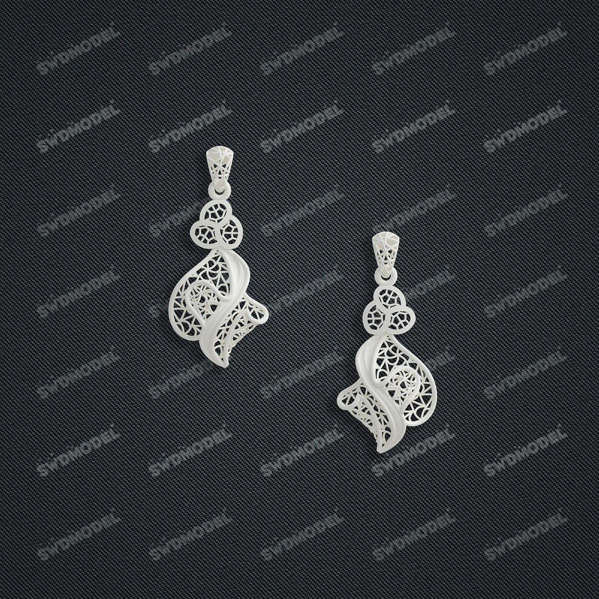 Jewelry set Filigree Earrings White Wax Casting Resin 3D Printing Service  FNZ-05-E