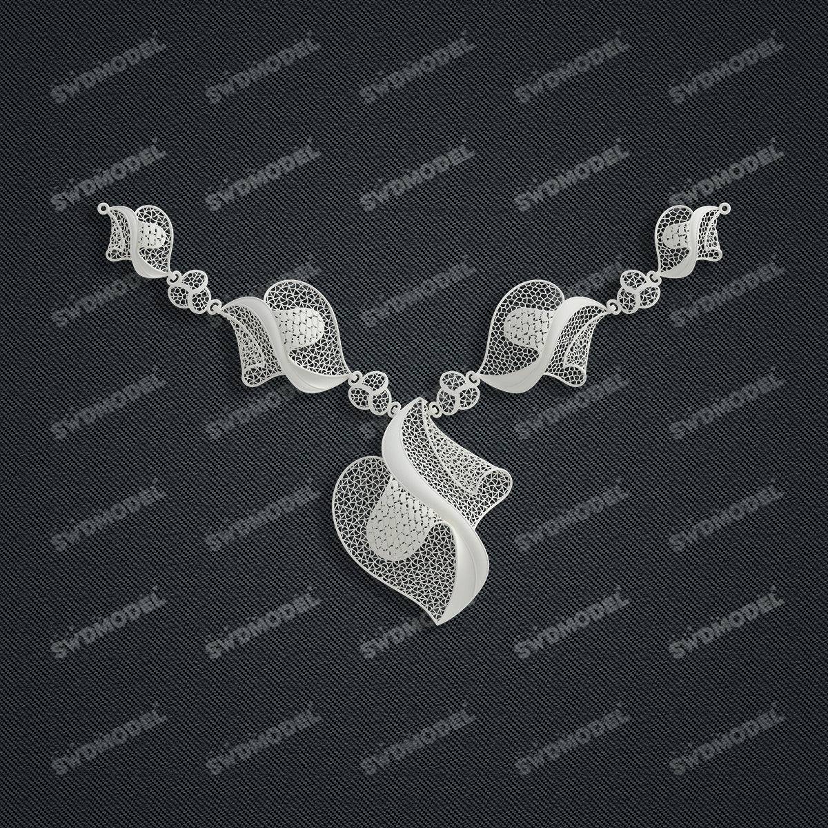 Jewelry set Filigree Necklace White Wax Casting Resin 3D Printing Service  FNZ-05-N