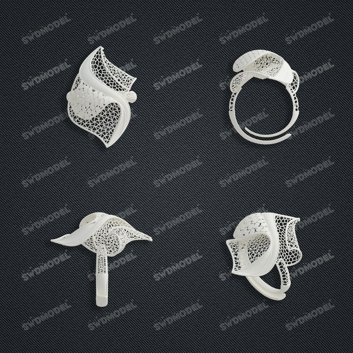 Jewelry set Filigree Ring White Wax Casting Resin 3D Printing Service  FNZ-05-R