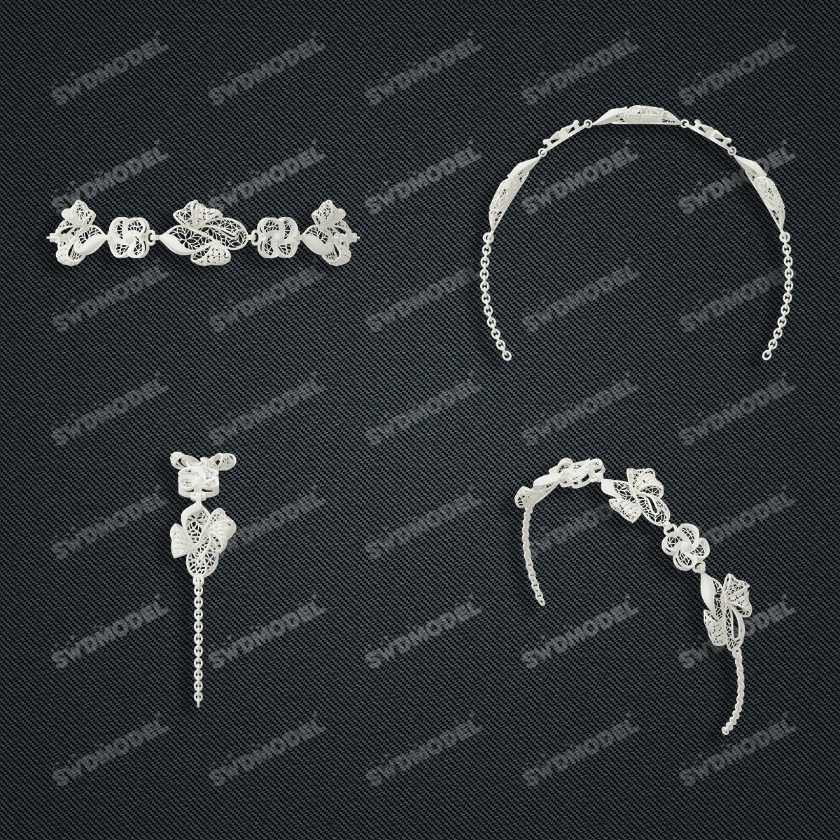 Jewelry set Filigree Bracelet White Wax Casting Resin 3D Printing Service   FNZ-06-B