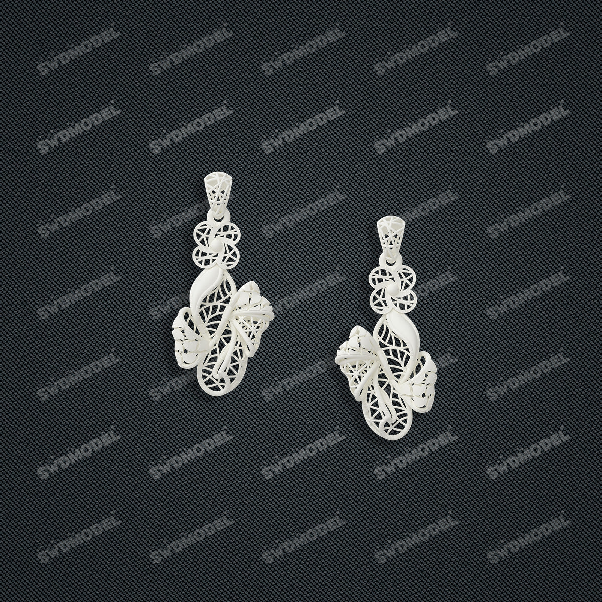 Jewelry set Filigree Earrings White Wax Casting Resin 3D Printing Service  FNZ-06-E