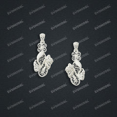 Jewelry set Filigree Earrings White Wax Casting Resin 3D Printing Service  FNZ-06-E