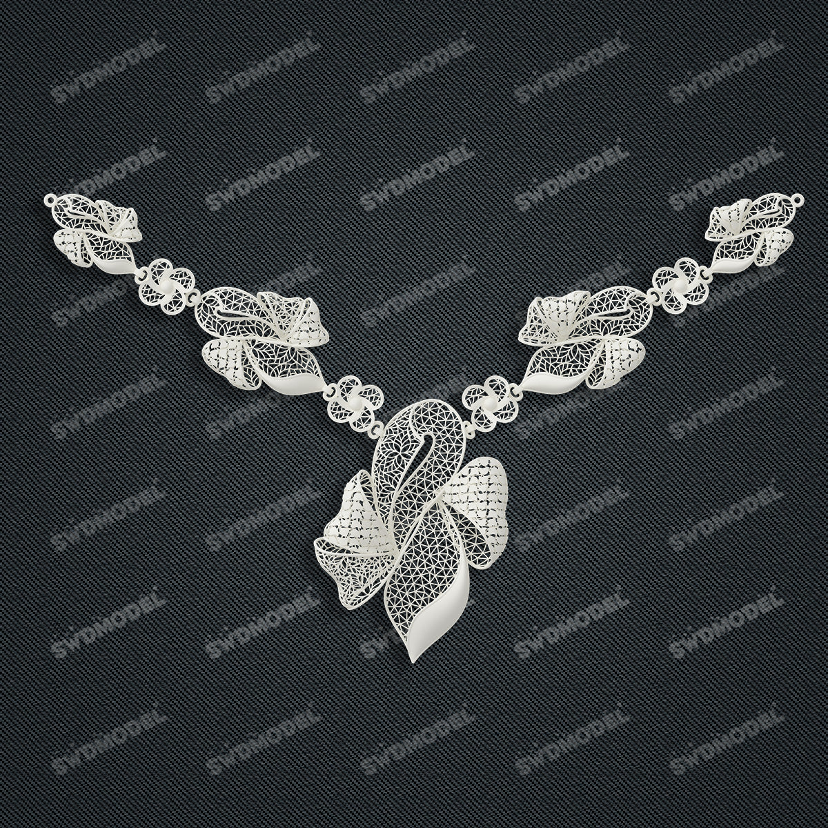 Jewelry set Filigree Necklace White Wax Casting Resin 3D Printing Service  FNZ-06-N