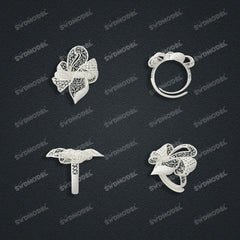 Jewelry set Filigree Ring White Wax Casting Resin 3D Printing Service  FNZ-06-R