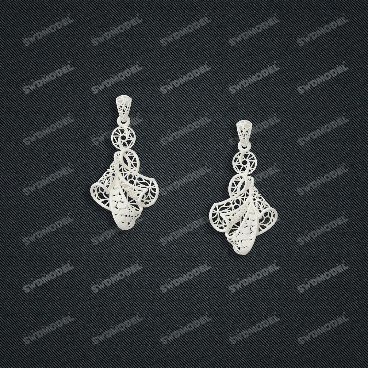 Jewelry set Filigree Earrings White Wax Casting Resin 3D Printing Service  FNZ-07-E