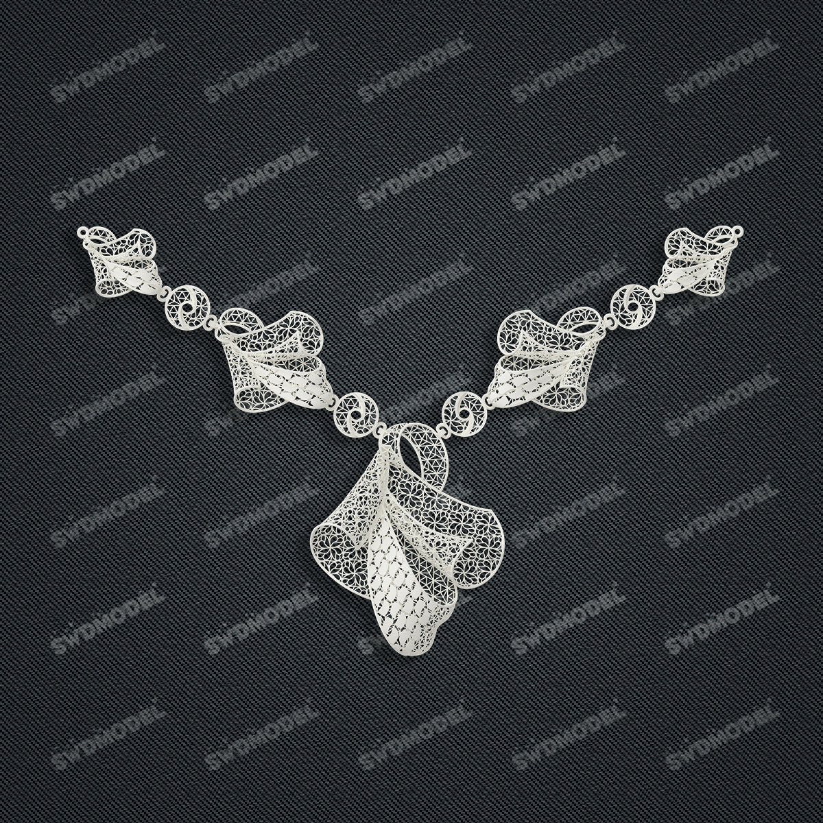 Jewelry set  Filigree Set   White Wax Casting Resin 3D Printing Service  FNZ-07