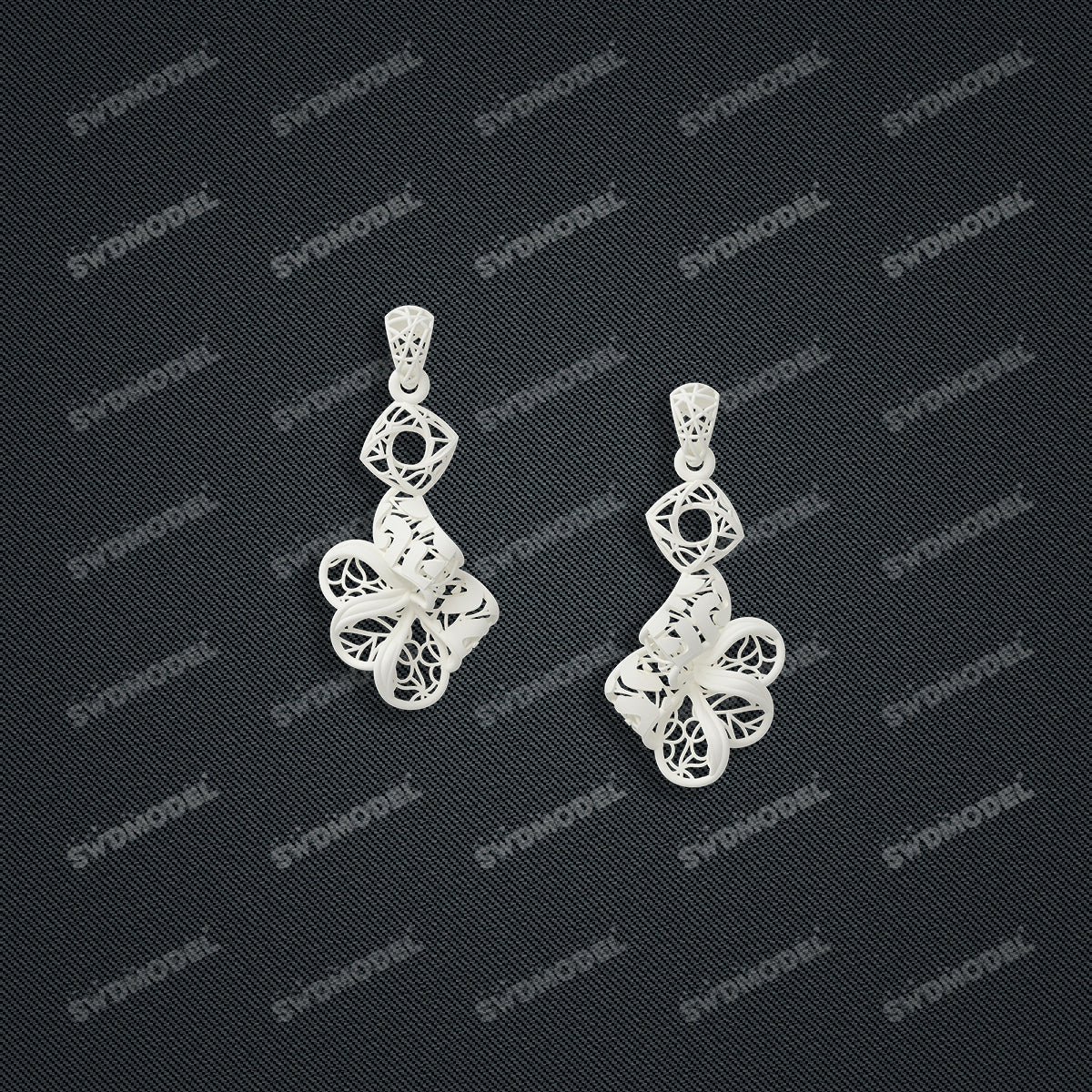 Jewelry set Filigree Earrings White Wax Casting Resin 3D Printing Service  FNZ-08-E