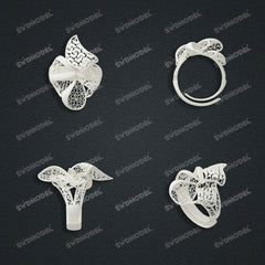 Jewelry set Filigree Ring White Wax Casting Resin 3D Printing Service  FNZ-08-R
