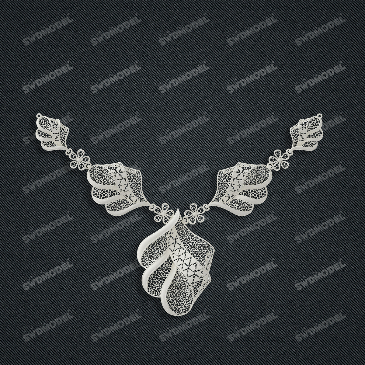 Jewelry set Filigree Necklace White Wax Casting Resin 3D Printing Service  FNZ-09-N