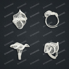 Jewelry set Filigree Ring White Wax Casting Resin 3D Printing Service  FNZ-09-R