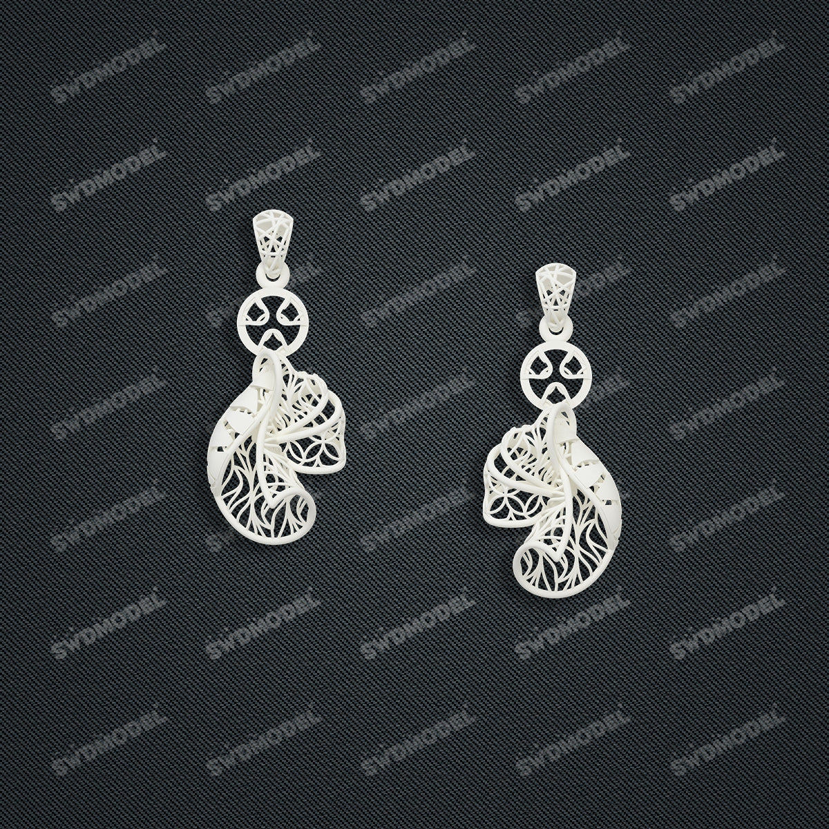 Jewelry set Filigree Earrings White Wax Casting Resin 3D Printing Service  FNZ-10-E