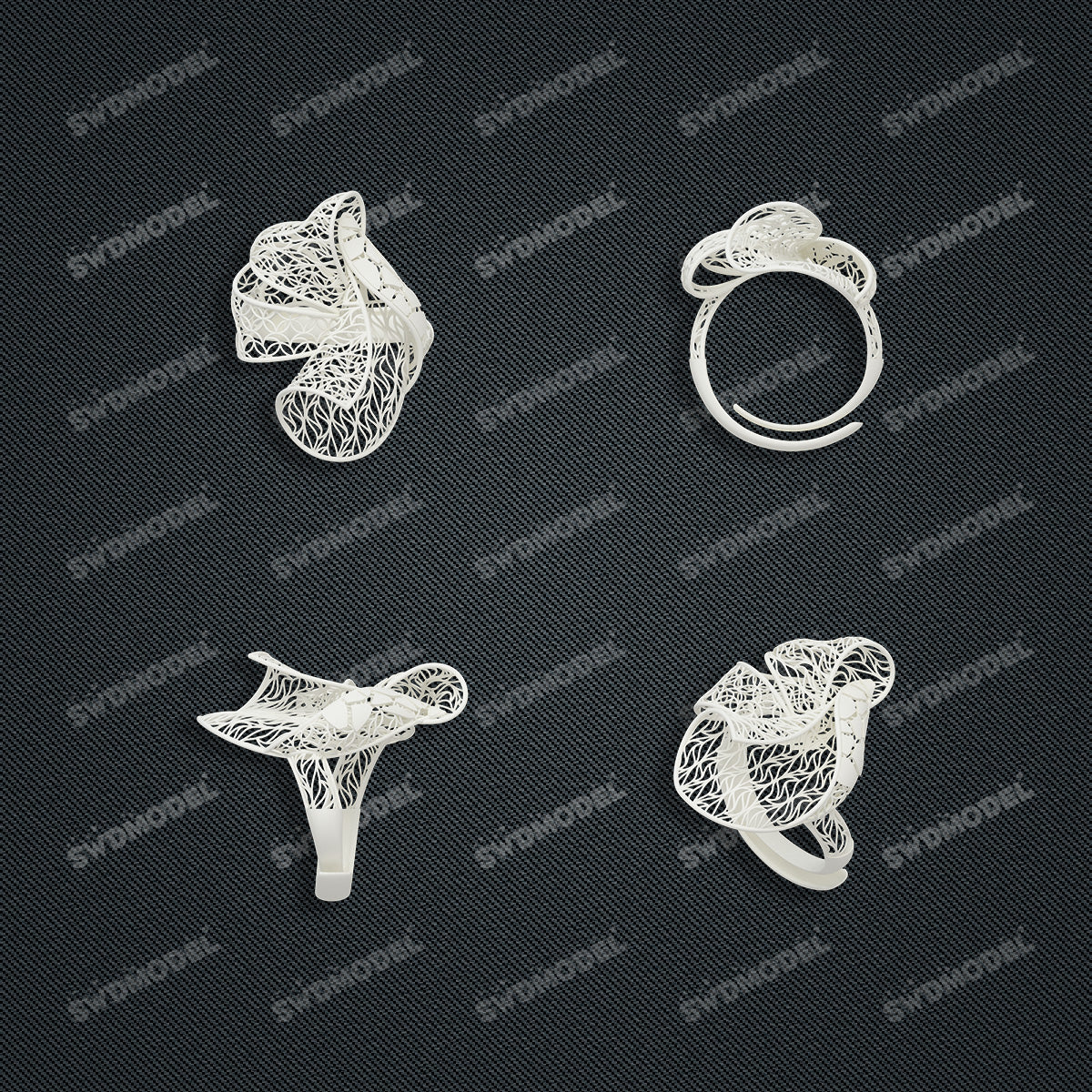 Jewelry set Filigree Ring White Wax Casting Resin 3D Printing Service  FNZ-10-R