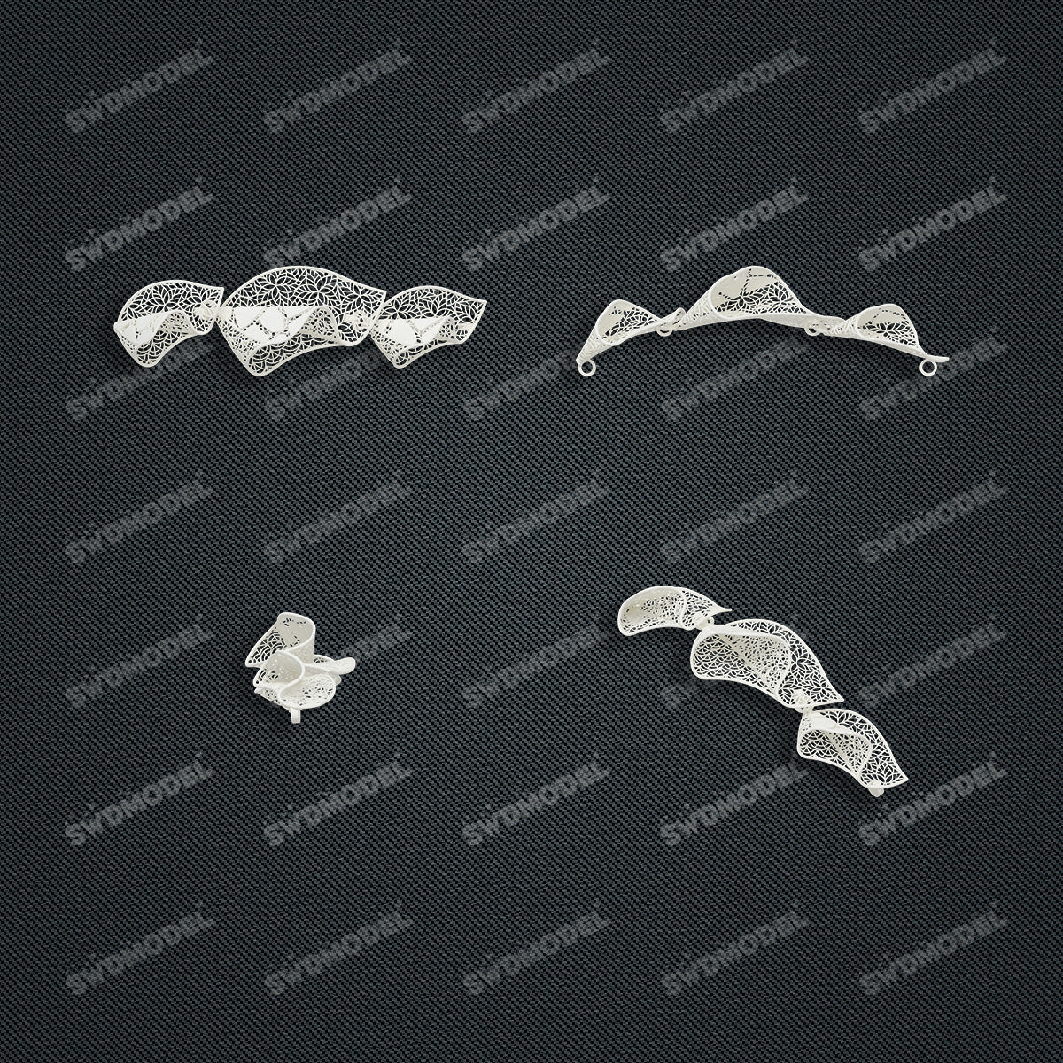 Jewelry set Filigree Bracelet White Wax Casting Resin 3D Printing Service   FST-01-B
