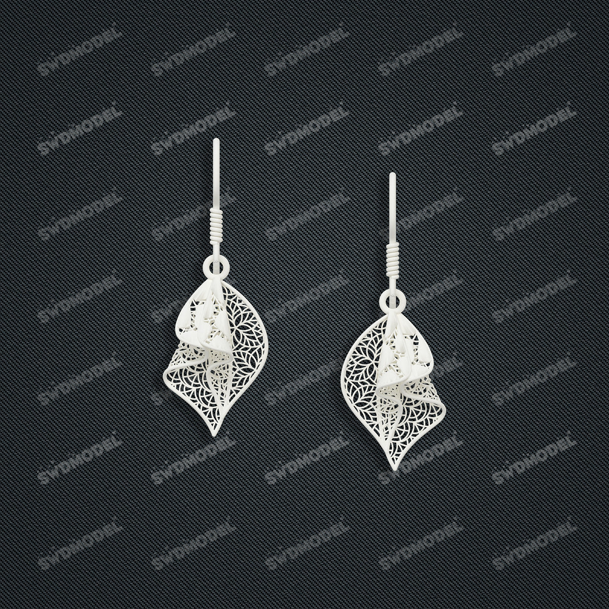 Jewelry set Filigree Earrings White Wax Casting Resin 3D Printing Service  FST-01-E