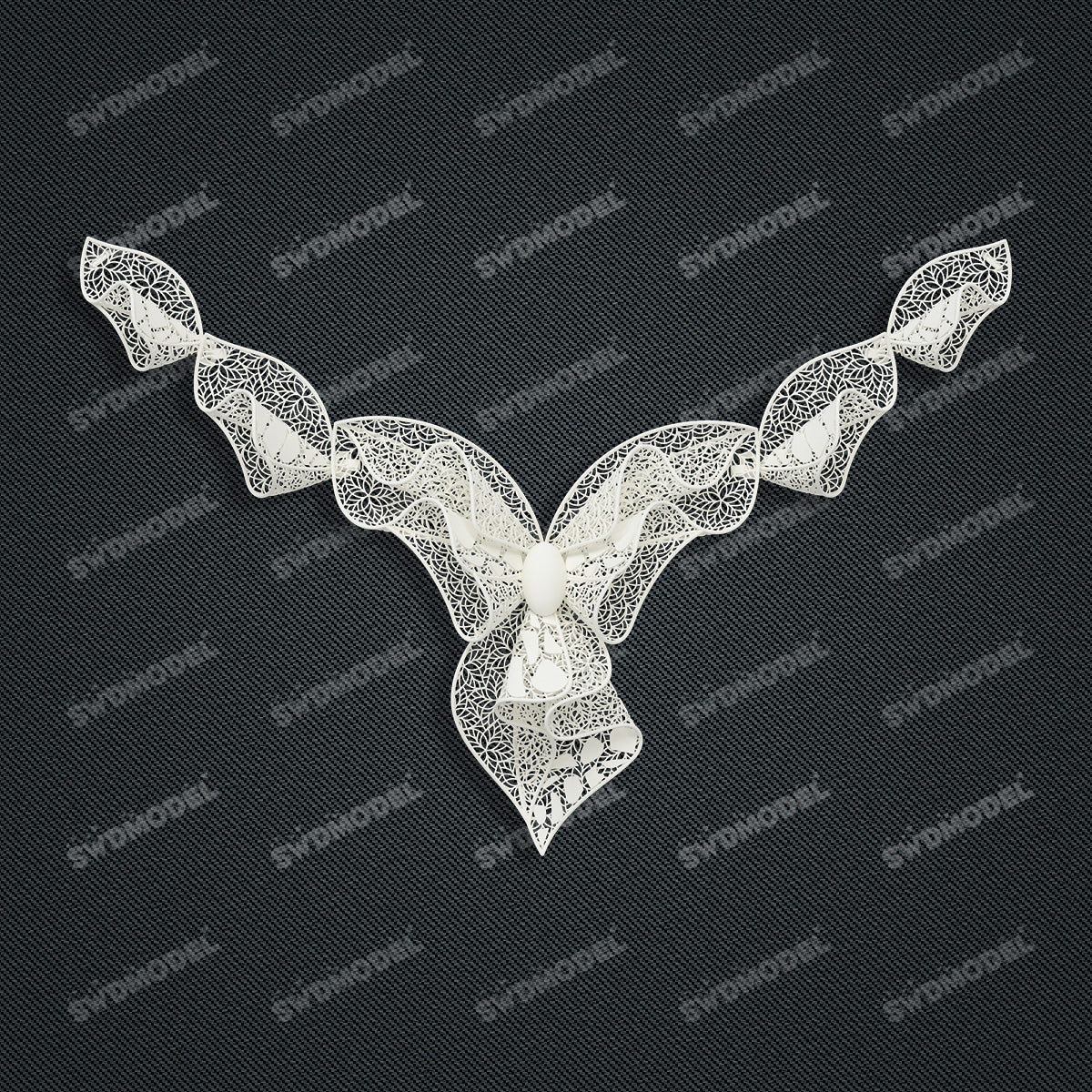 Jewelry set Filigree Necklace White Wax Casting Resin 3D Printing Service  FST-01-N