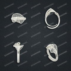 Jewelry set Filigree Ring White Wax Casting Resin 3D Printing Service  FST-01-R
