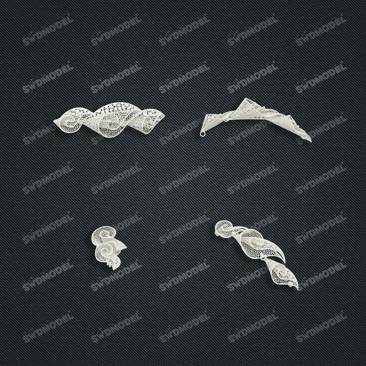 Jewelry set Filigree Bracelet White Wax Casting Resin 3D Printing Service   FST-02-B