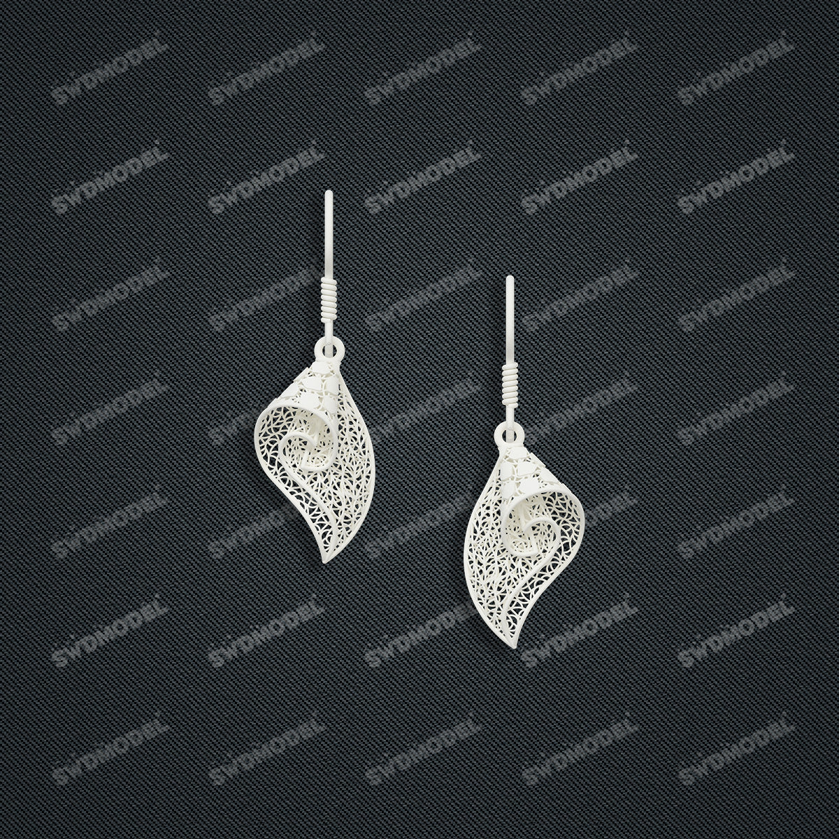 Jewelry set Filigree Earrings White Wax Casting Resin 3D Printing Service  FST-02-E