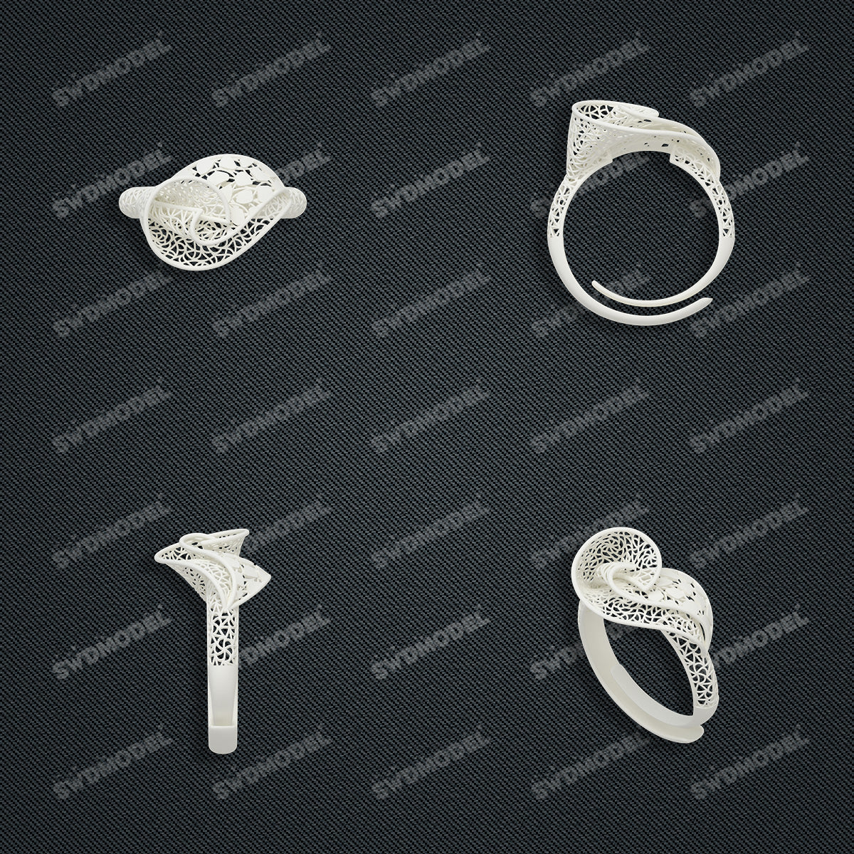 Jewelry set Filigree Ring White Wax Casting Resin 3D Printing Service  FST-02-R