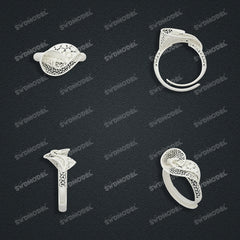 Jewelry set Filigree Ring White Wax Casting Resin 3D Printing Service  FST-02-R